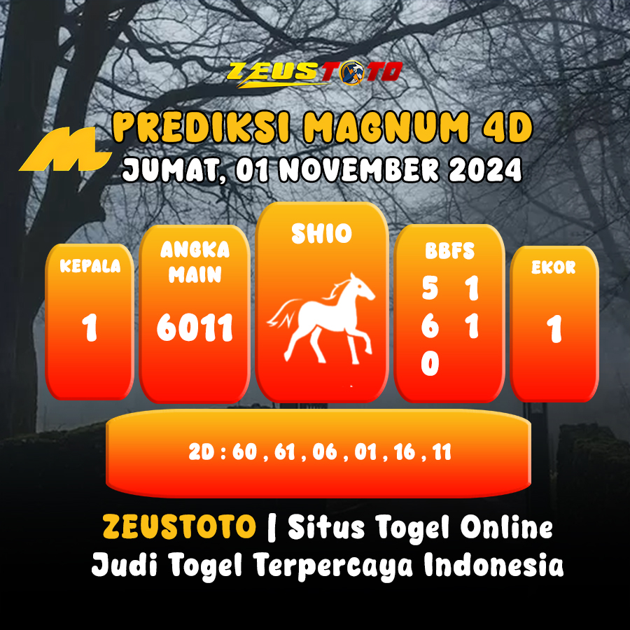 PREDIKSI ANGKA KELUARAN MAGNUM4D HARI INI JUMAT 01 NOVEMBER 2024