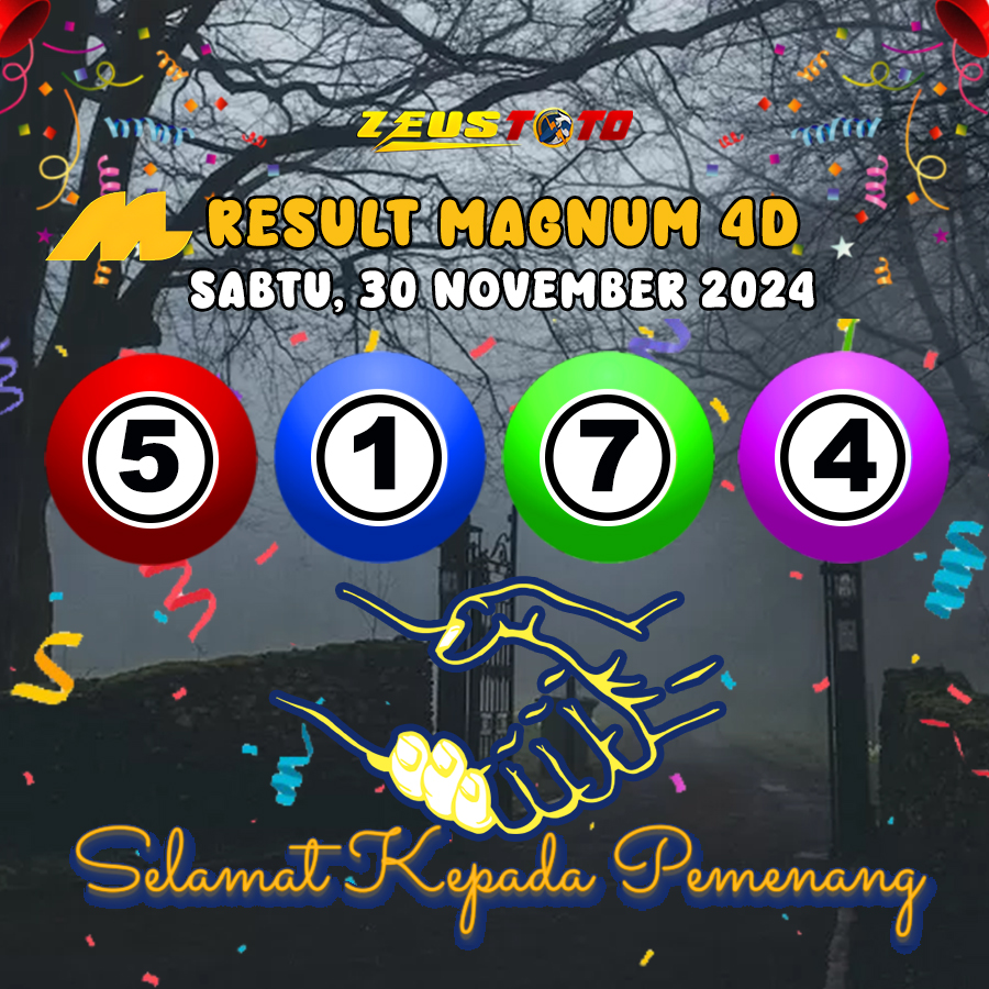 HASIL / RESULT ANGKA KELUARAN MAGNUM4D HARI INI SABTU 30 NOVEMBER 2024