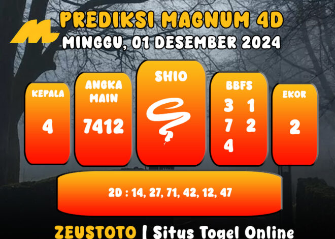 PREDIKSI ANGKA KELUARAN MAGNUM4D HARI INI MINGGU 01 DESEMBER 2024