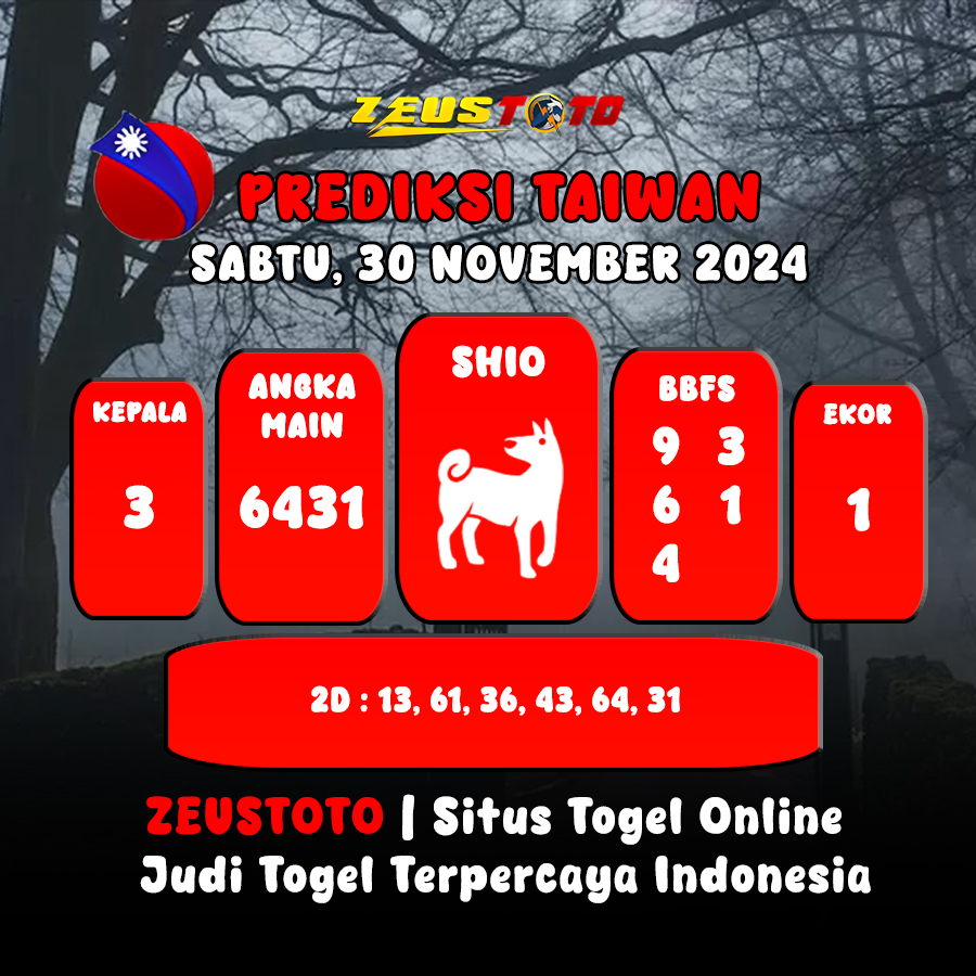 PREDIKSI ANGKA KELUARAN TAIWAN HARI INI SABTU 30 NOVEMBER 2024