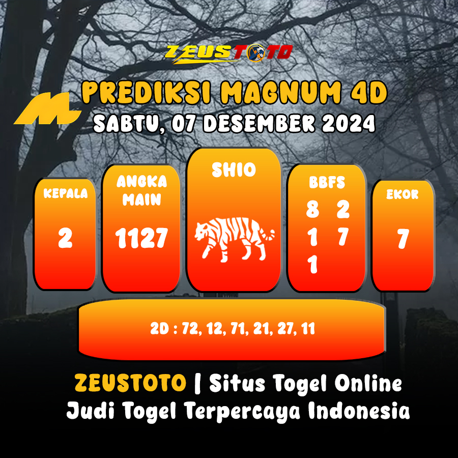 PREDIKSI ANGKA KELUARAN MAGNUM4D HARI INI SABTU 07 DESEMBER 2024