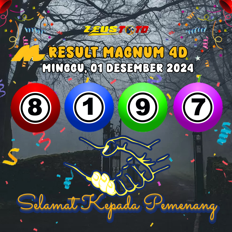 HASIL / RESULT ANGKA KELUARAN MAGNUM4D HARI INI MINGGU 01 DESEMBER 2024