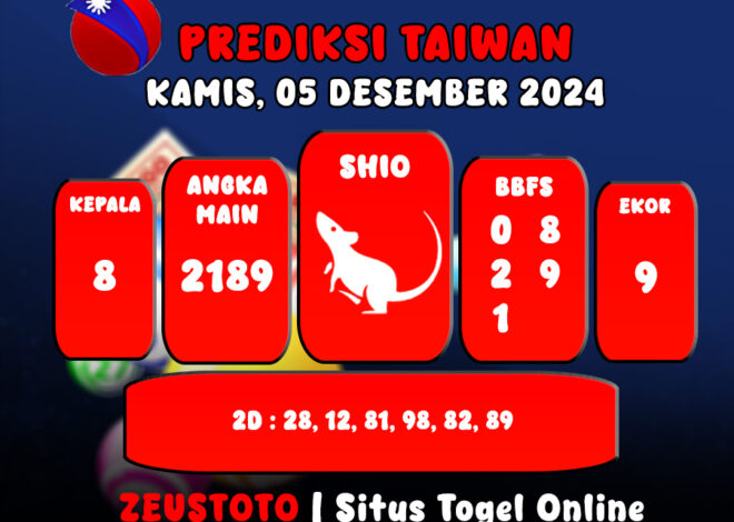 PREDIKSI ANGKA KELUARAN TAIWAN HARI INI KAMIS 05 DESEMBER 2024