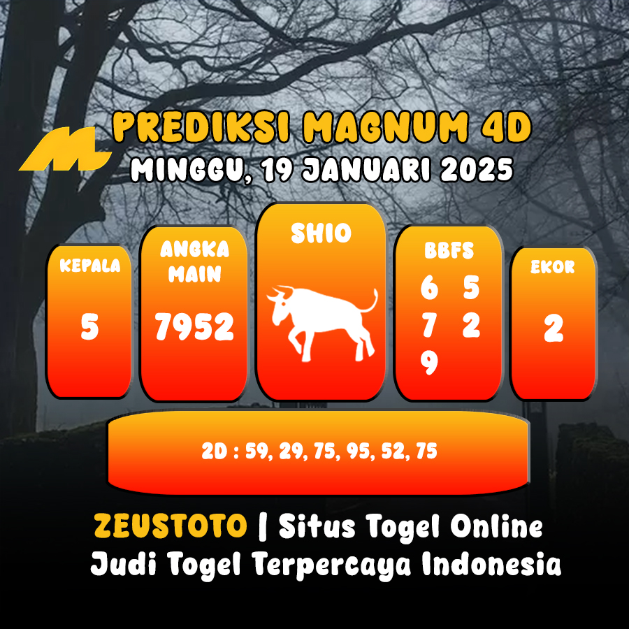 PREDIKSI ANGKA KELUARAN MAGNUM4D HARI INI MINGGU 19 JANUARI 2025