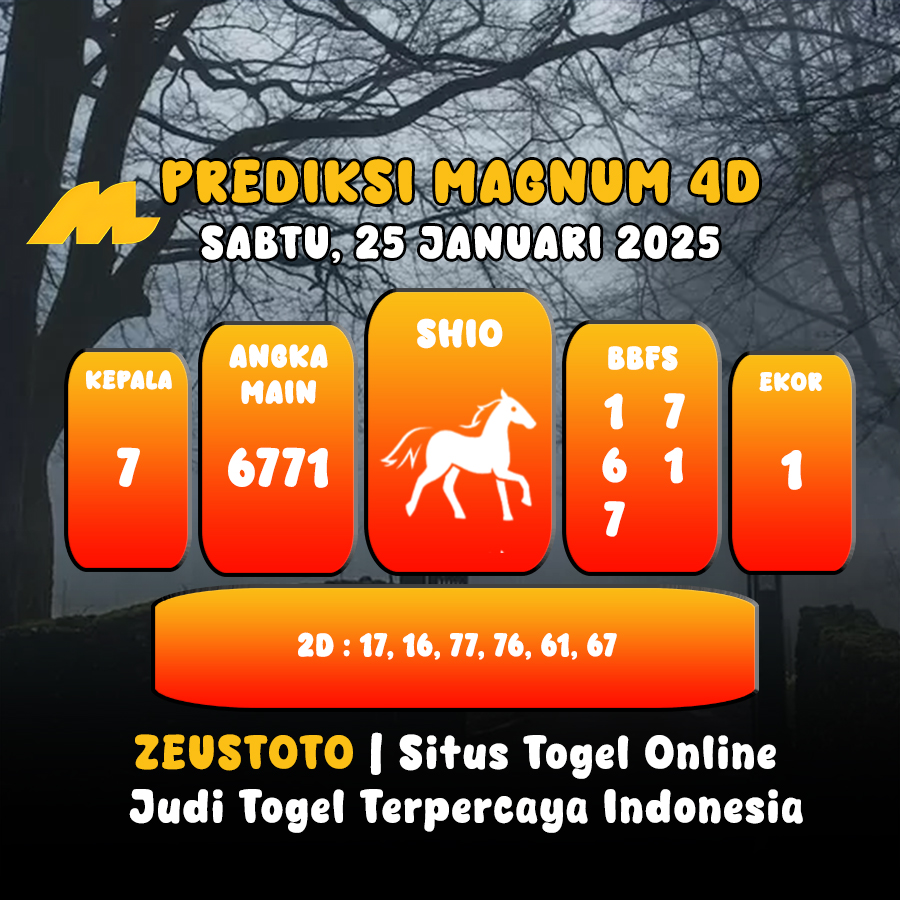 PREDIKSI ANGKA KELUARAN MAGNUM4D HARI INI SABTU 25 JANUARI 2025