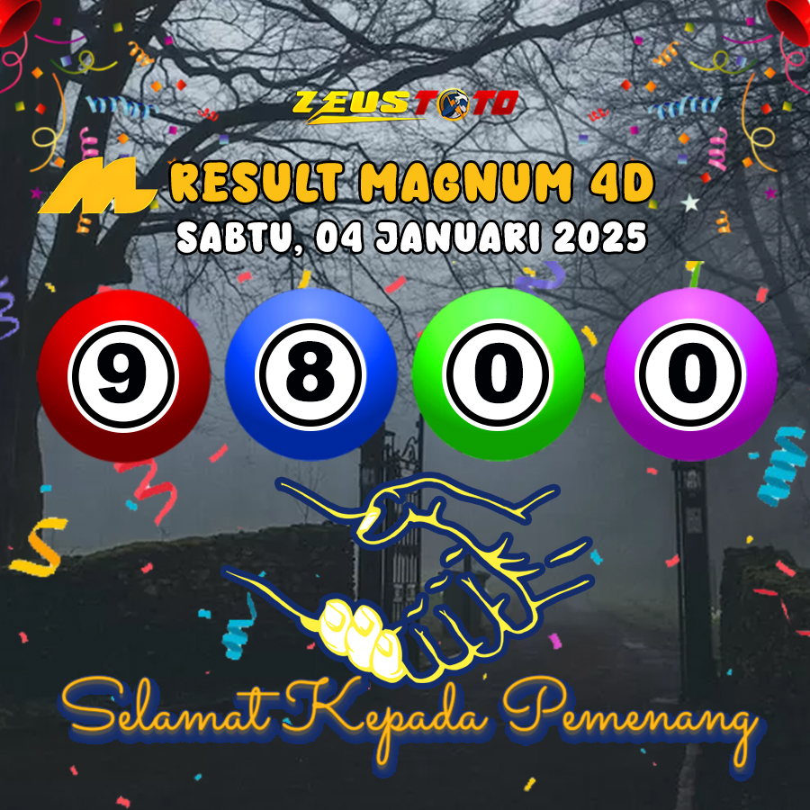 HASIL / RESULT ANGKA KELUARAN MAGNUM4D HARI INI SABTU 04 JANUARI 2025