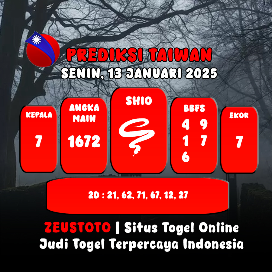 PREDIKSI ANGKA KELUARAN TAIWAN HARI INI SENIN 13 JANUARI 2025