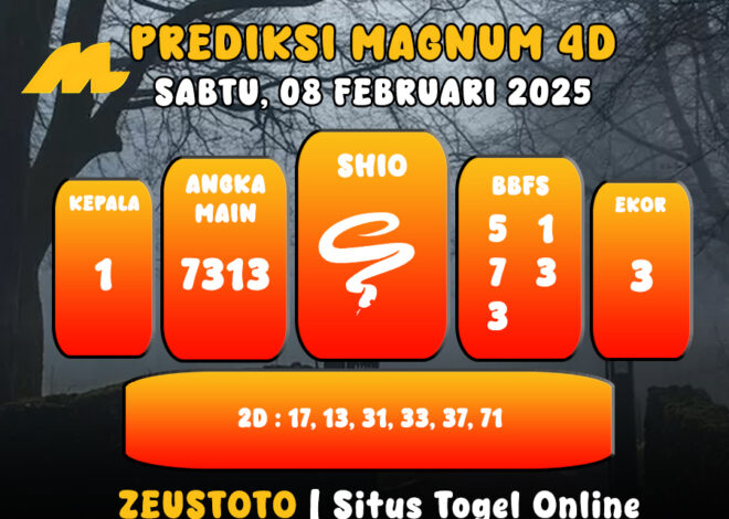 PREDIKSI ANGKA KELUARAN MAGNUM4D HARI INI SABTU 08 FEBRUARI 2025