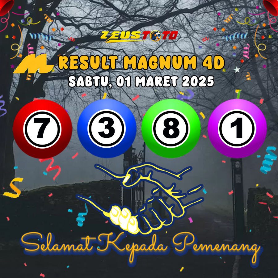 HASIL / RESULT ANGKA KELUARAN MAGNUM4D HARI INI SABTU 01 MARET 2025