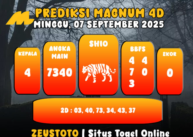 PREDIKSI TOGEL MAGNUM4D HARI INI 07 SEPTEMBER 2025