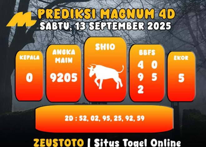 PREDIKSI TOGEL MAGNUM4D HARI INI 13 SEPTEMBER 2025